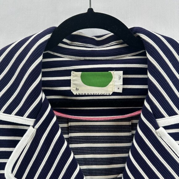 Anthropologie Stephanie Peacoat Striped Knit Jacket Size M Double Breasted Blue - Picture 11 of 13